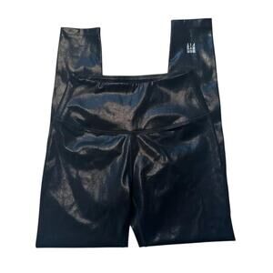 Barrys Bootcamp Fit Shiny Coated Faux Leather High Waisted Leggings Size M